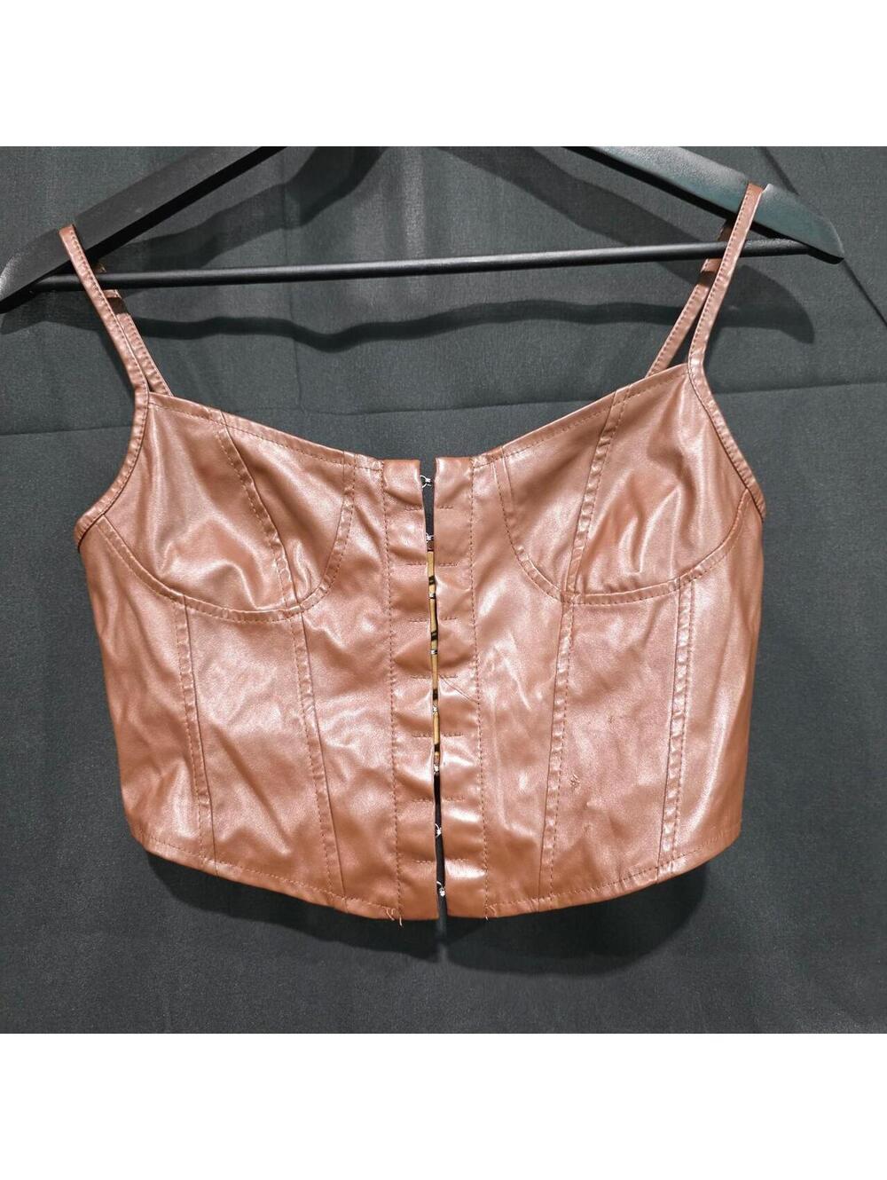 Unbranded Women's Brown and Tan Crop-top